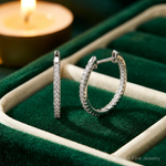 Sterling Silver Rhodium-plated CZ In/Out Hinged Hoop Earrings - Lifestyle View