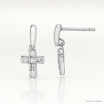 Sterling Silver Rhodium-plated Polished CZ Cross Post Dangle Earrings - Lifestyle View