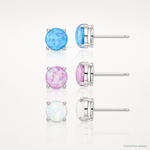 Sterling Silver RH-pltd Pink/White/Blue 7mm Cr. Opal 3 Pair Earring Set - Lifestyle View