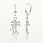 Sterling Silver Rhodium-plated Polished Palm Trees Leverback Earrings - Lifestyle View