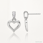 Sterling Silver RH Polished CZ Heart Post Dangle Earrings - Lifestyle View