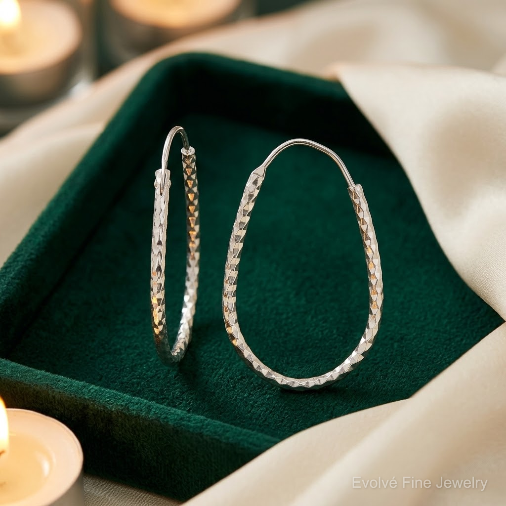 Sterling Silver Polished D/C Endless Hoop Earrings - Lifestyle View