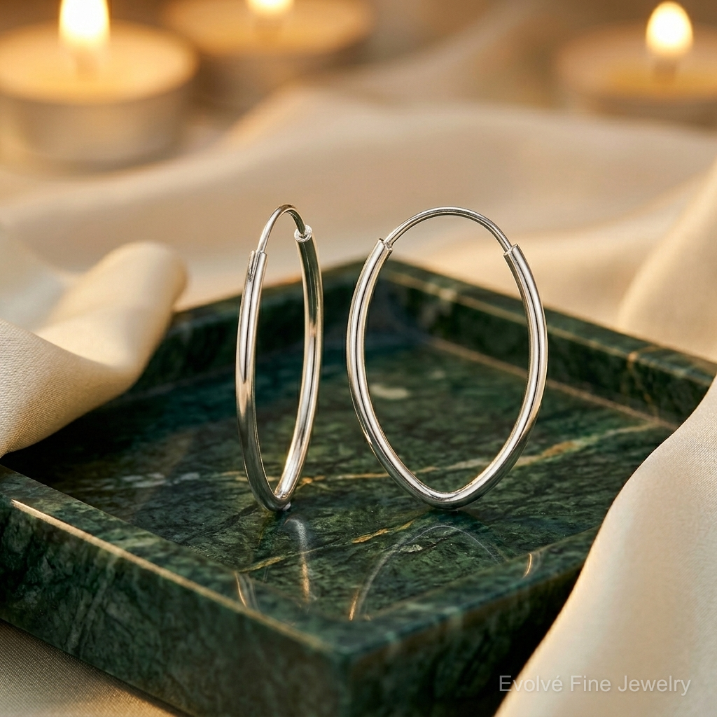 Sterling Silver Polished Endless Oval Hoop Earrings - Lifestyle View