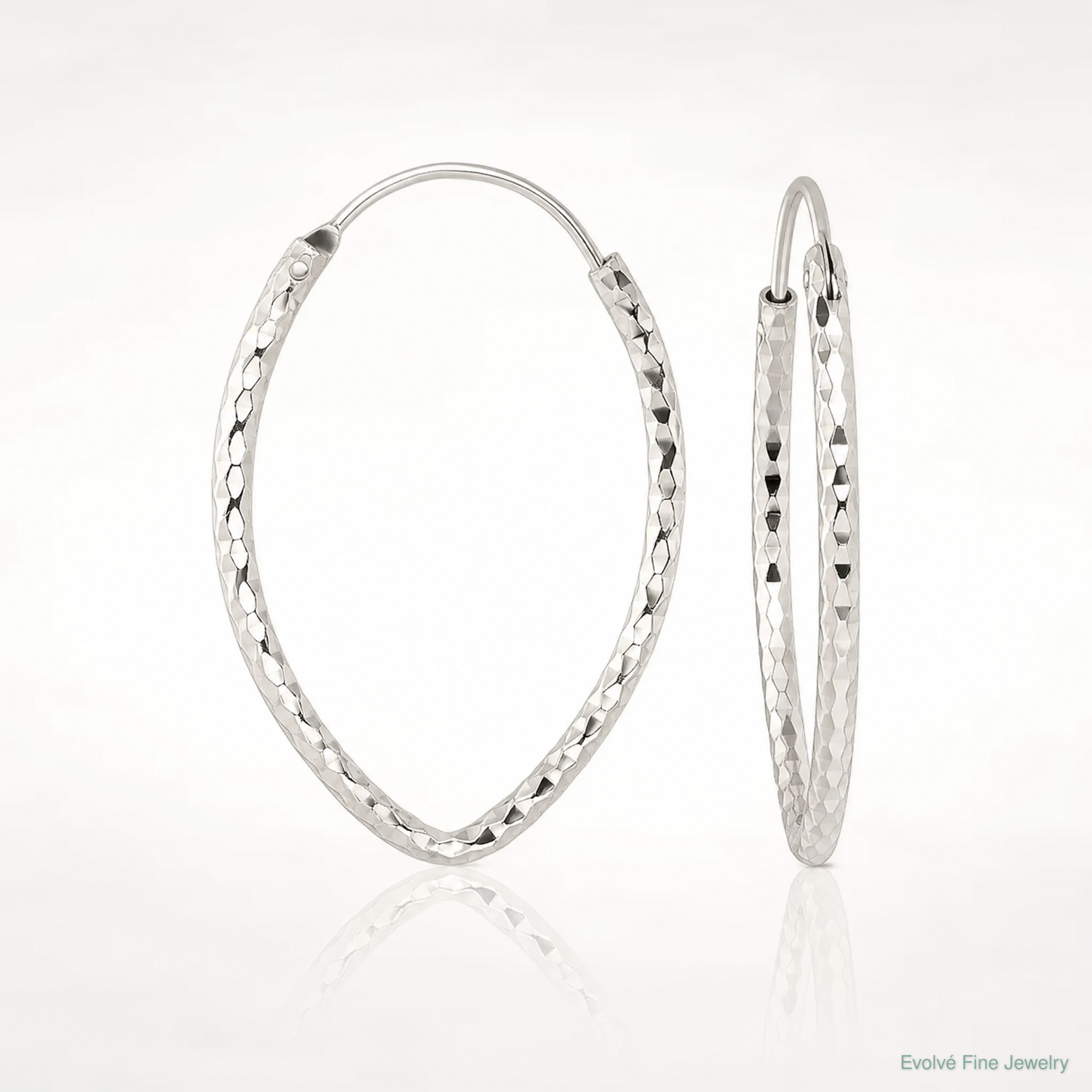 Sterling Silver Polished D/C Endless Hoop Earrings - Lifestyle View