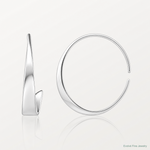 Sterling Silver Rhodium-plated Polished Flat Bar Hoop Threader Earrings - Lifestyle View