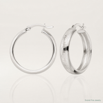 Sterling Silver Polished Greek Key Circle Hoop Earrings - Lifestyle View