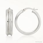 Sterling Silver Polished and Textured Circle Hoop Earrings - Lifestyle View