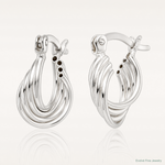 Sterling Silver Polished Triple Circle Hoop Earrings - Lifestyle View