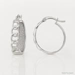 Sterling Silver Polished Fabric Glitter Hoop & Links Round Hoop Earrings - Lifestyle View