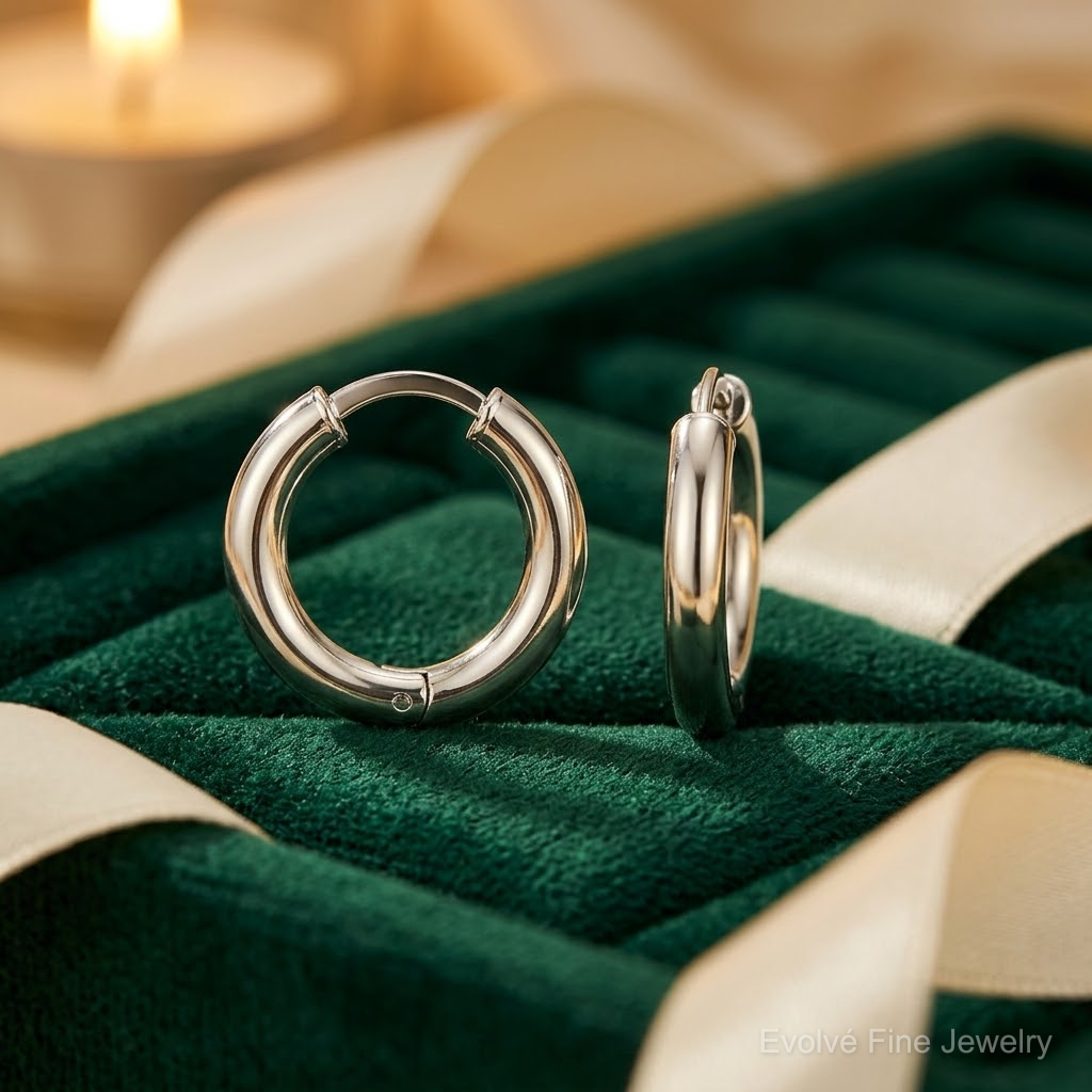 Sterling Silver Polished Hinged Circle Hoop Earrings - Lifestyle View