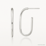 Sterling Silver Polished Oval J-Hoop Post Earrings - Lifestyle View