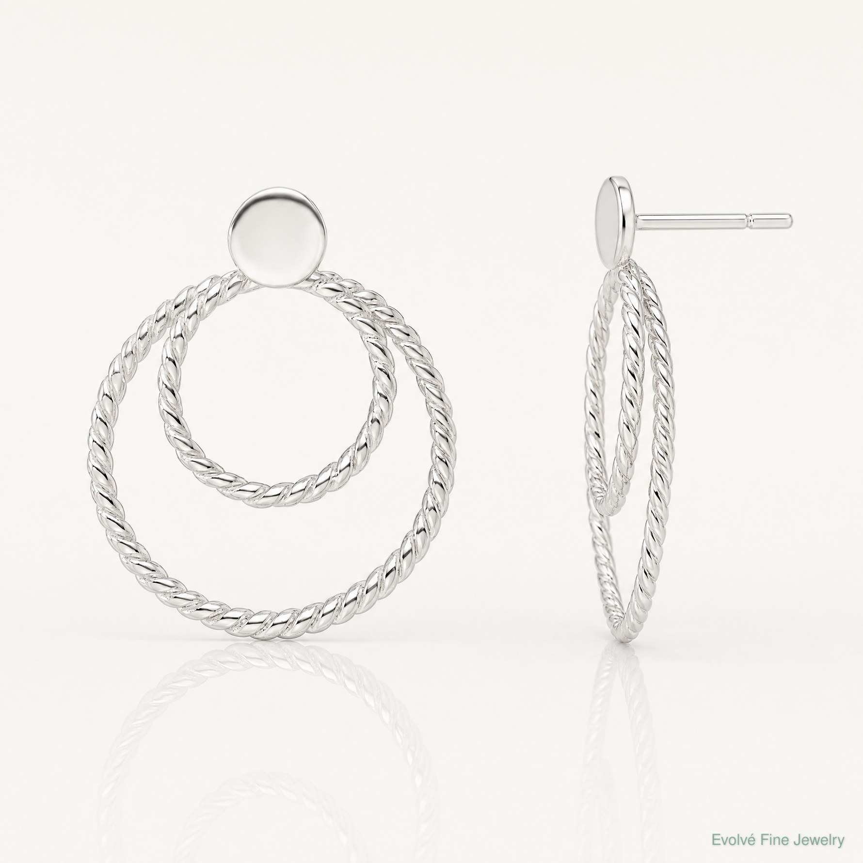Sterling Silver w/2 Circle Jackets Button Post Earrings - Lifestyle View