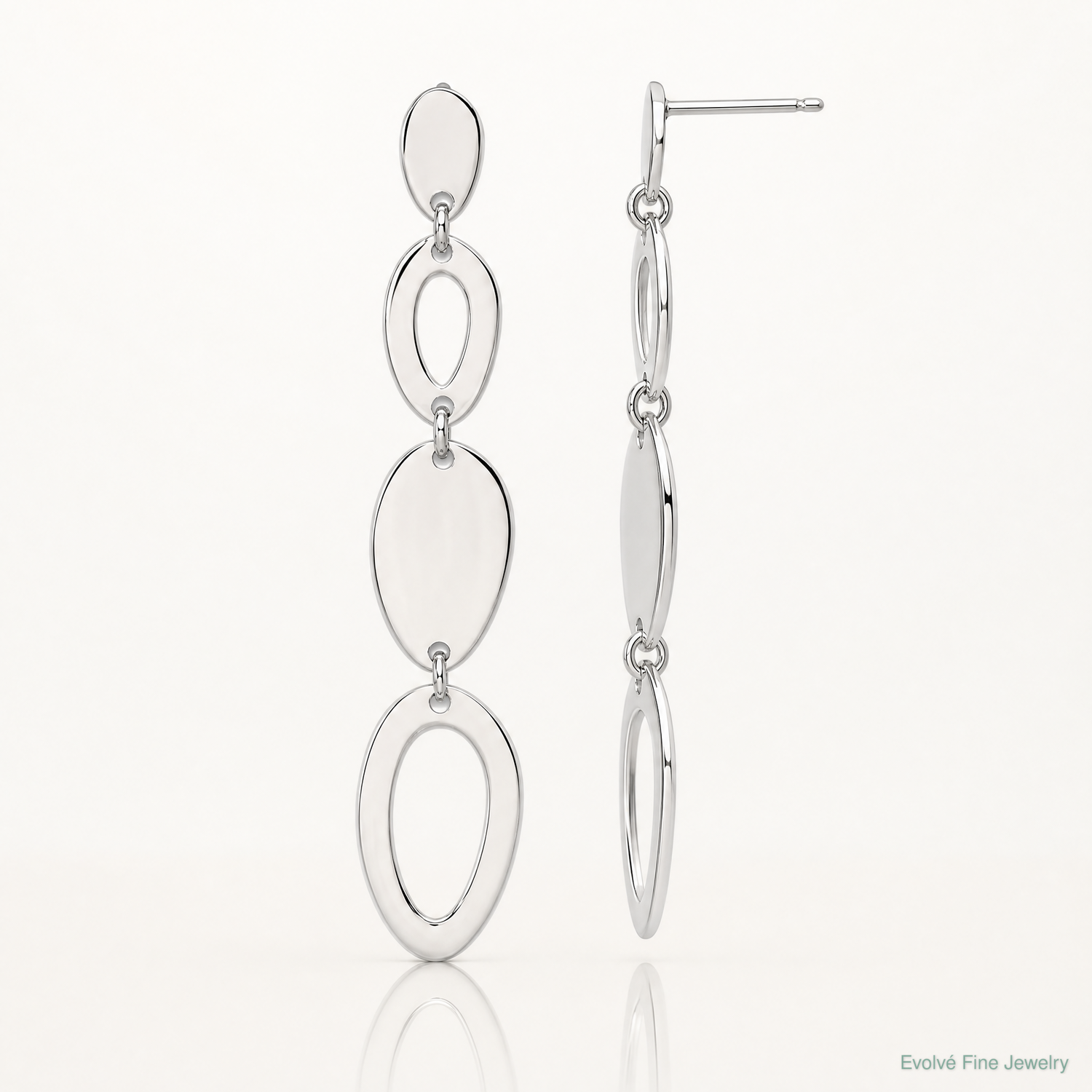 Sterling Silver Polished Fancy Ovals Post Dangle Earrings - Lifestyle View