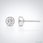 Sterling Silver Polished 4mm Round CZ Bezel Set Stud Earrings - Lifestyle View