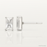 Sterling Silver Polished 6x3mm Emerald-shape CZ Stud Earrings - Lifestyle View