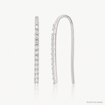 Sterling Silver Polished CZ Threader Earrings - Lifestyle View