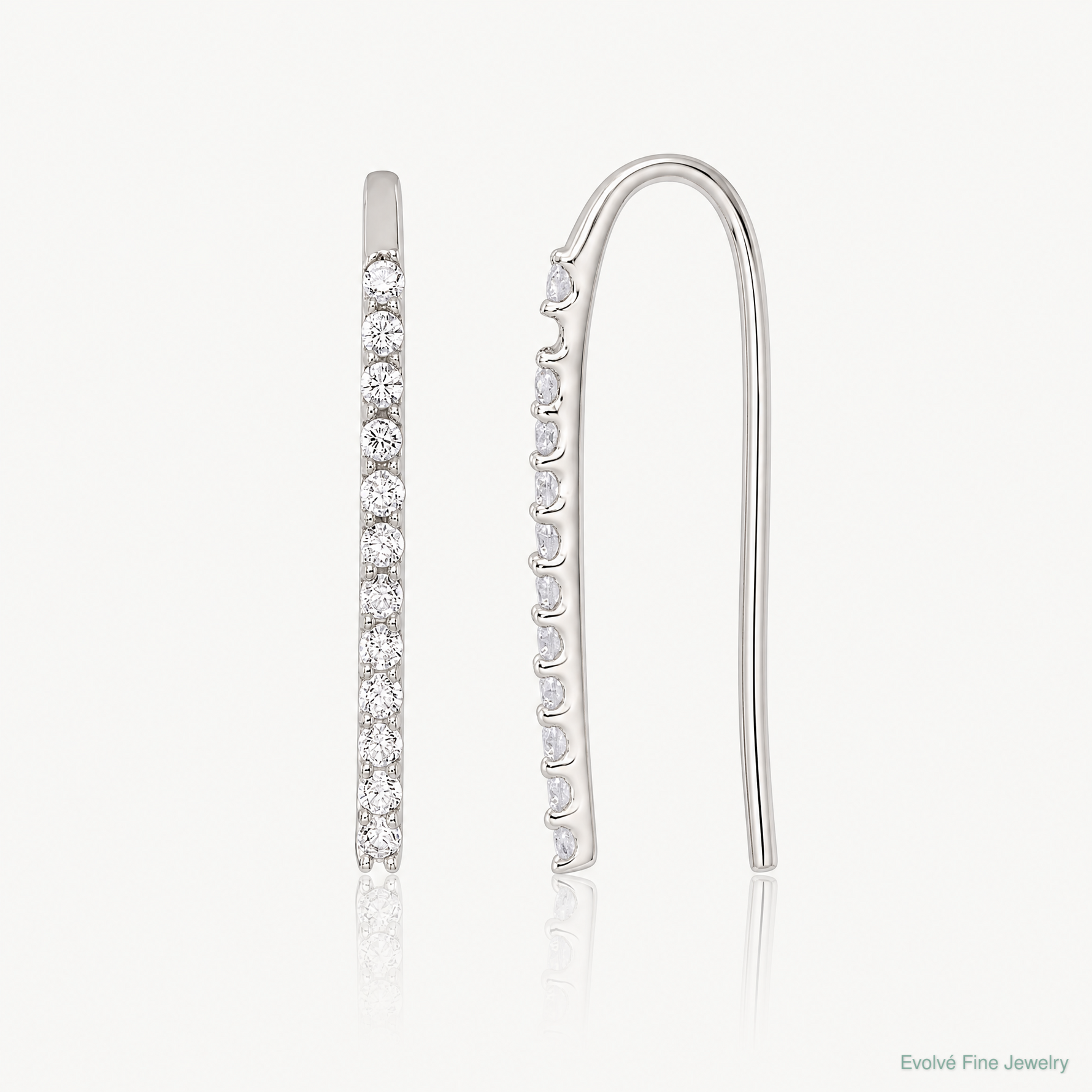 Sterling Silver Polished CZ Threader Earrings - Lifestyle View