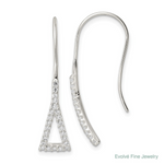 Sterling Silver Polished Triangle CZ Dangle Earrings - Lifestyle View