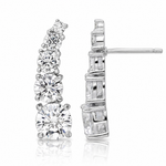 Sterling Silver Rhodium-plated Polished Graduated CZ Post Earrings - Lifestyle View
