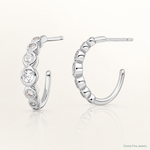 Sterling Silver Rhodium-plated CZ Post Hoop Earrings - Lifestyle View