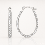 Sterling Silver CZ Oval Hoop Earrings - Lifestyle View