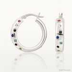 Sterling Silver Polished Multi-color CZ Circle Hoop Earrings - Lifestyle View