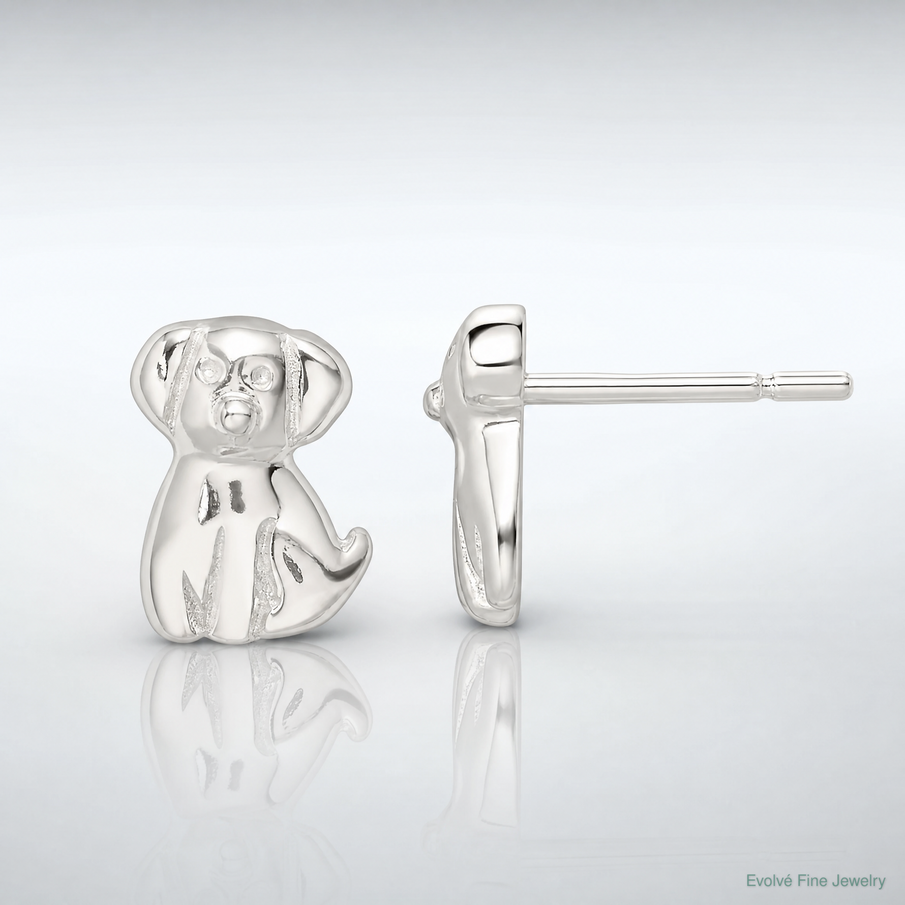 Sterling Silver Polished Puppy Post Earrings - Lifestyle View