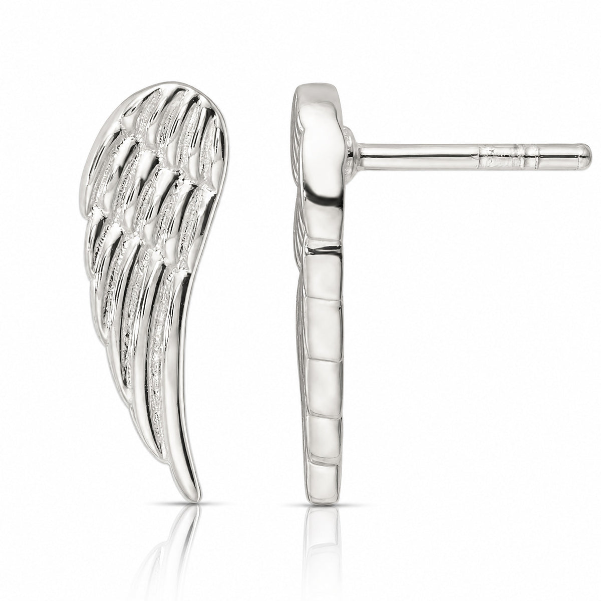 Sterling Silver Polished and Textured Wing Post Earrings - Lifestyle View