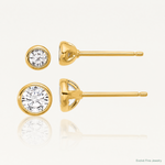 Sterling Silver Gold-tone 3mm and 5mm CZ Bezel Post Earrings Set - Lifestyle View