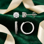 Sterling Silver Rh-plated CZ 2mm Hoop and 5mm Stud Post Earring Set - Lifestyle View