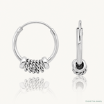 Sterling Silver Rhodium-plated Polished/Textured Endless Hoop Earrings - Lifestyle View