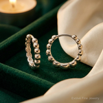 Sterling Silver E-coated Beaded Hinged Hoop Earrings - Lifestyle View