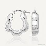 Sterling Silver Rhodium-plated Polished Flower Shape Hoop Earrings - Lifestyle View