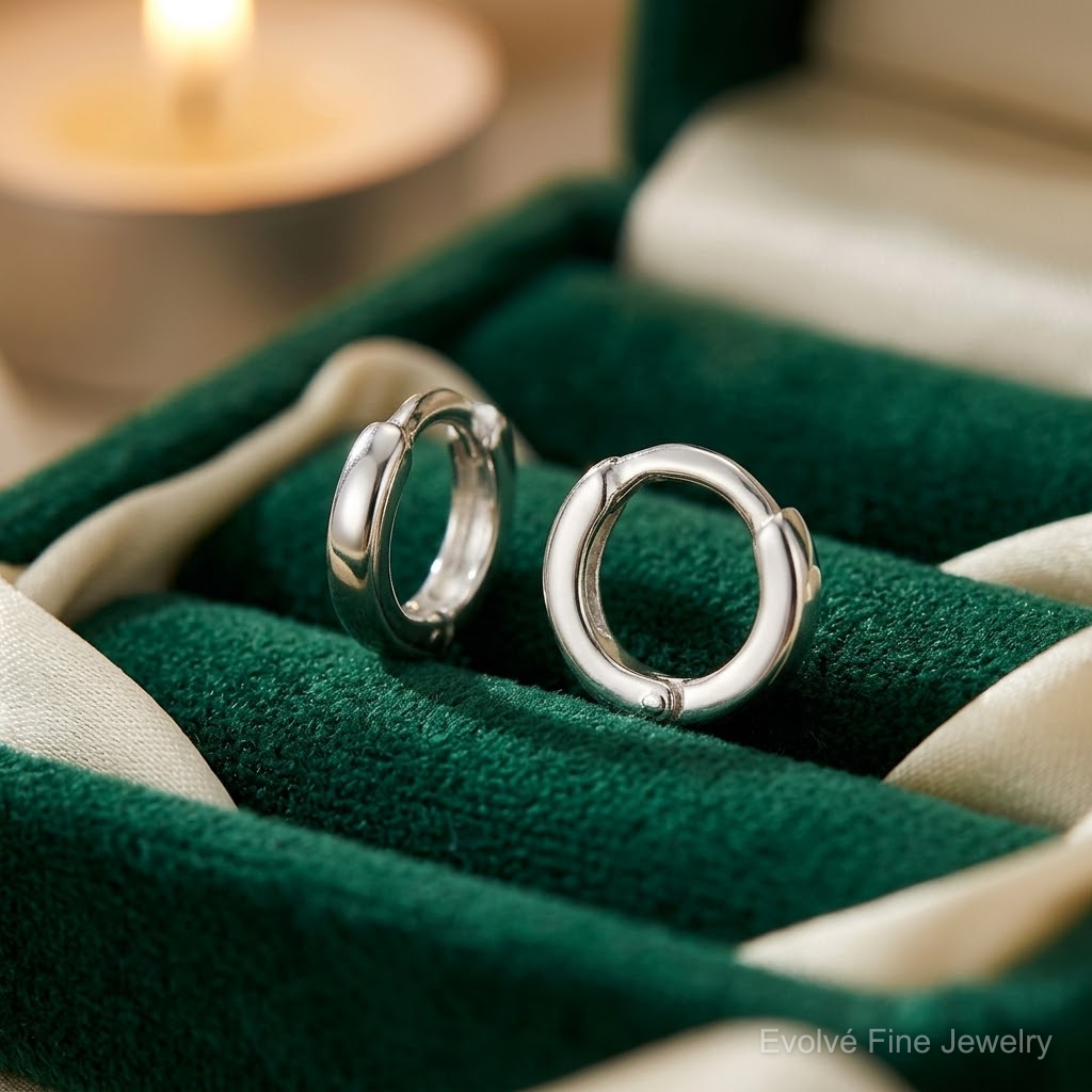 Sterling Silver Polished 8.2x1.6mm Round Hinged Hoop Earrings - Lifestyle View