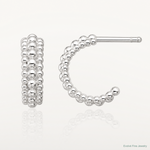 Sterling Silver E-coated Beaded C-Hoop Earrings - Lifestyle View