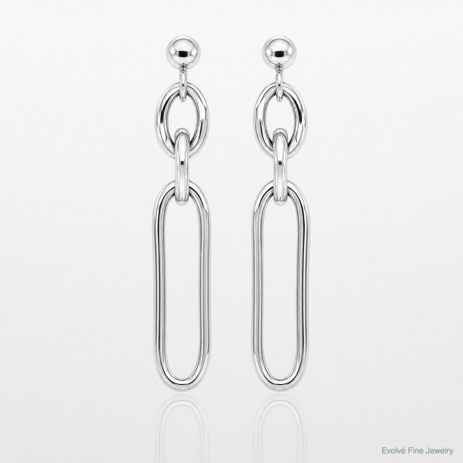 Sterling Silver Rhodium-plated Paperclip Dangle Post Earrings - Lifestyle View
