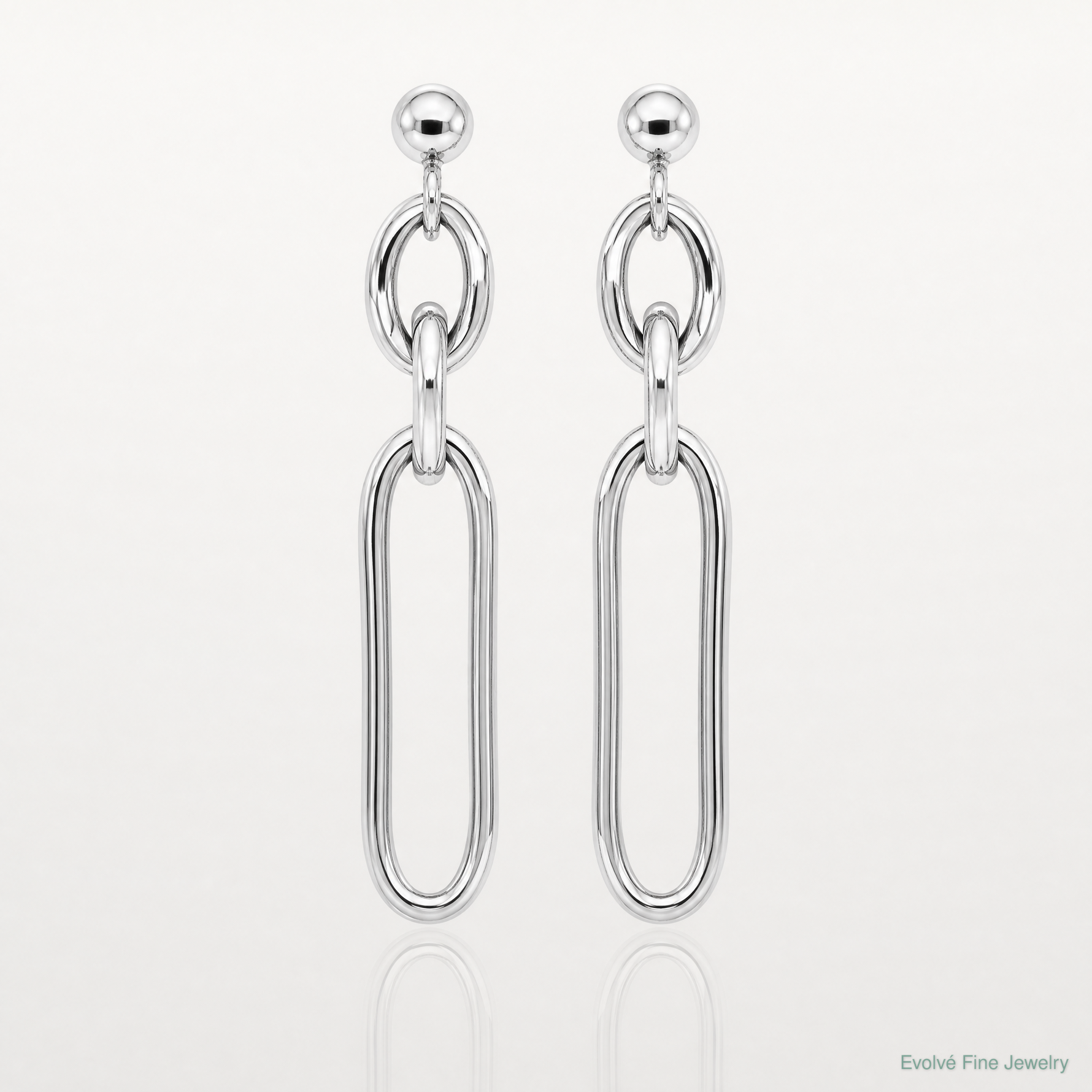 Sterling Silver Rhodium-plated Paperclip Dangle Post Earrings - Lifestyle View