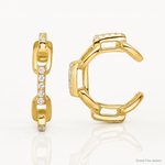 Sterling Silver Gold-tone CZ Chain Link Design Pair of 2 Cuff Earrings - Lifestyle View