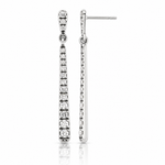 Sterling Silver Polished & Antiqued Graduated CZ Post Dangle Earrings - Lifestyle View