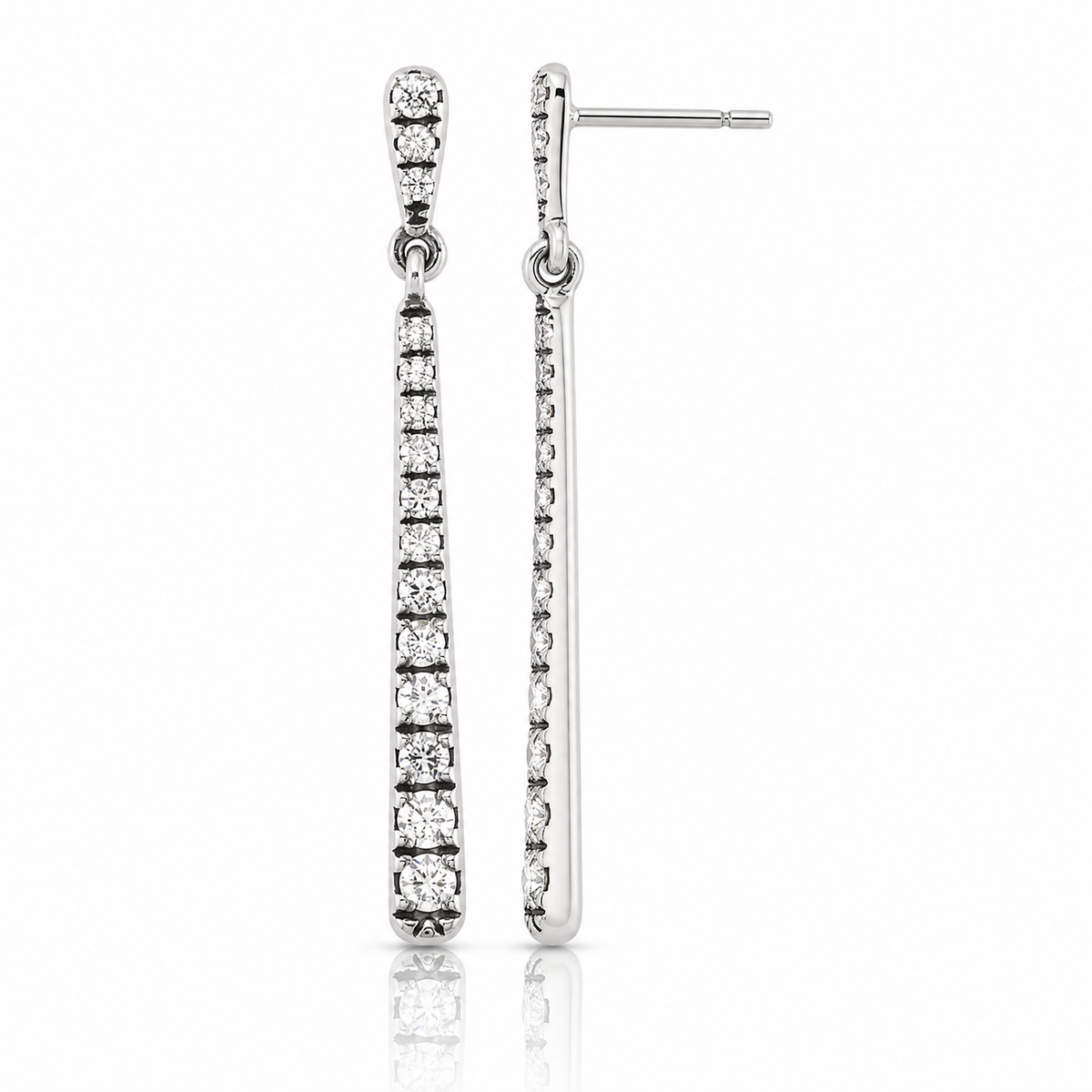 Sterling Silver Polished & Antiqued Graduated CZ Post Dangle Earrings - Lifestyle View