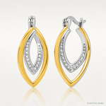 Sterling Silver Rhodium-plated Gold-tone Polished CZ Fancy Hoop Earrings - Lifestyle View