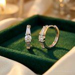 Sterling Silver Rhodium-plated CZ Hinged Hoop Earrings - Lifestyle View