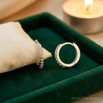 Sterling Silver E-Coating Polished CZ Hinged Hoop Earrings - Lifestyle View