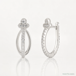 Sterling Silver E-Coating Fancy CZ Hinged Hoop Earrings - Lifestyle View