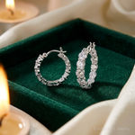 Sterling Silver Rhodium-plated In and Out CZ Hoop Earrings - Lifestyle View