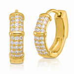 Sterling Silver Gold-tone 4mm CZ Hinged Huggie Hoop Earrings - Lifestyle View