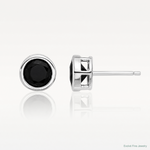 Sterling Silver Rhodium-plated Polished Black Spinel Bezel Stud Earrings - Lifestyle View