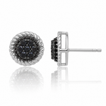 Sterling Silver RH-plated Polished/Twisted Black Spinel Circle Post Earring - Lifestyle View