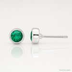 Sterling Silver Polished Green Glass Round Bezel Stud Earrings - Lifestyle View
