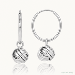 Sterling Silver Rhodium-plated Love Knot Dangle Eternity Hoop Earrings - Lifestyle View